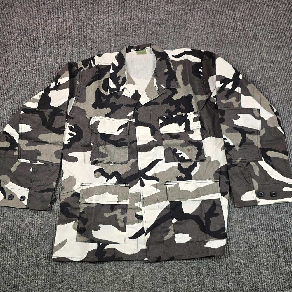 VTG Tru-Spec Military Jacket Mens Large Gray Black Camo Canvas Field Army Hiking